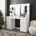 Olivia White 6 Drawer Makeup Vanity with Lighted Mirror, Storage Cabinet and Open Shelves