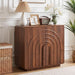 32" Sideboard Buffet Cabinet with Storage, Walnut Modern Cabinet with Arched Wood Door and Adjustable Shelf, Wooden Modular Kitchen Cabinet for Dining& Living Room, Entryway