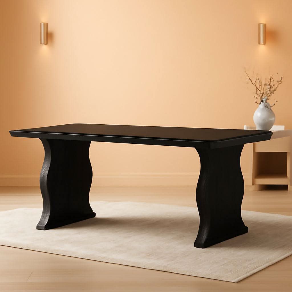 Black 63 Inch Modern Dining Table For 4 To 6 — ShipItFurniture
