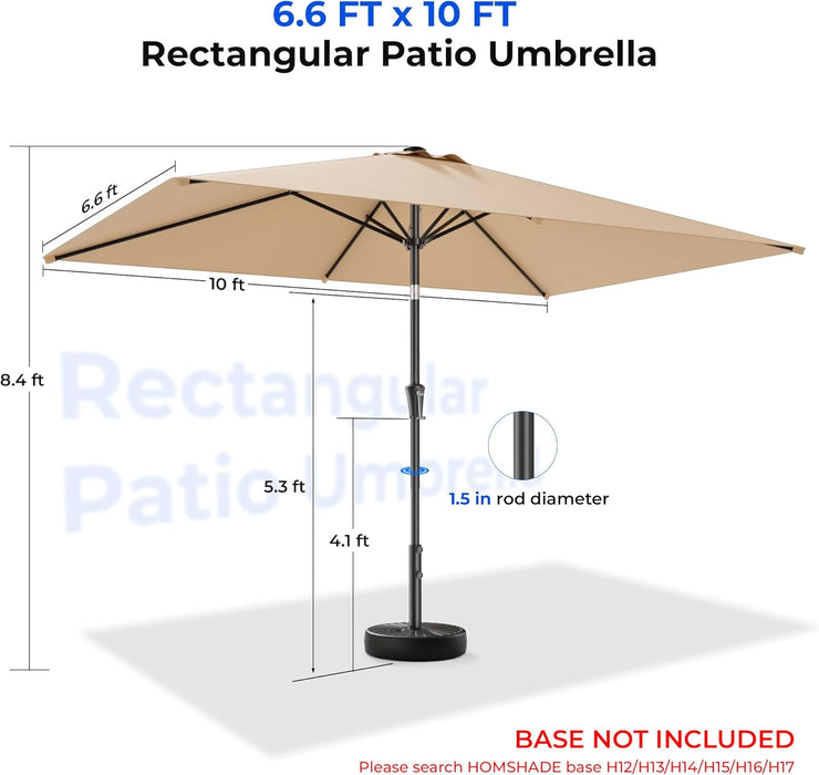 6.6 X 10 Ft Rectangular Patio Umbrella Rectangle Umbrella Outdoor Patio, Large Outdoor Umbrellas for Patio Table with Tilting and Sun UV Protection for Pool, Deck, Market, Backyard