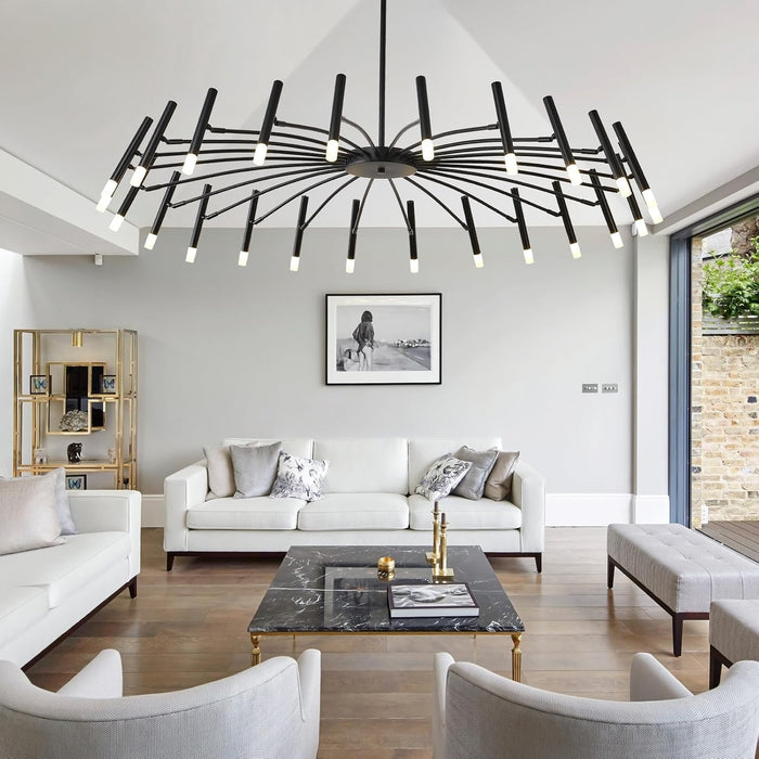 53 Inch Black Architectural Round Chandelier LEDLight