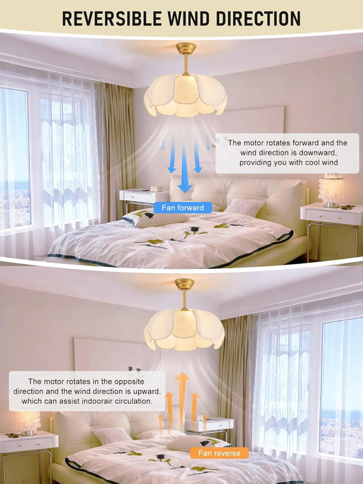 26" Boho Rattan Gold Fandelier Ceiling Fans with Lights and Remote Control