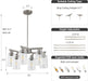 Brushed Nickel Six Light Farmhouse Chandelier Glass