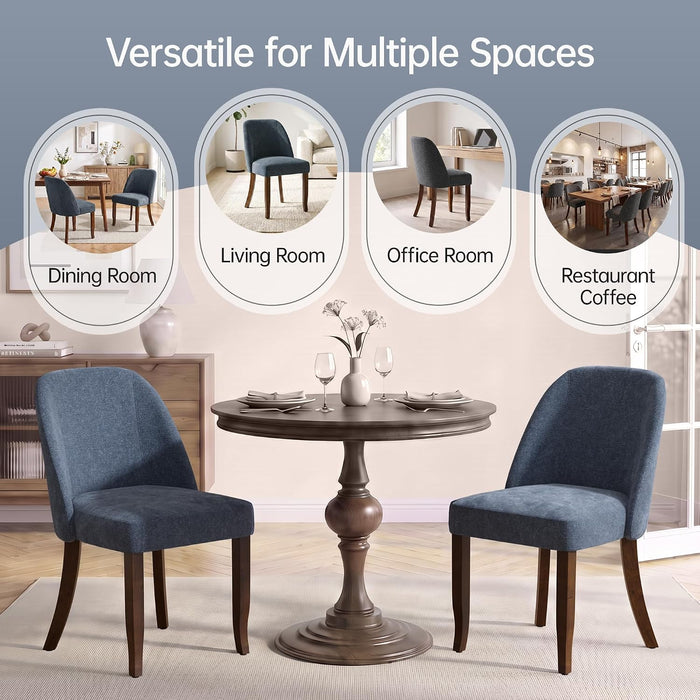 Dining Chairs Set of 4, Upholstered Wooden Kitchen Chairs, Blue