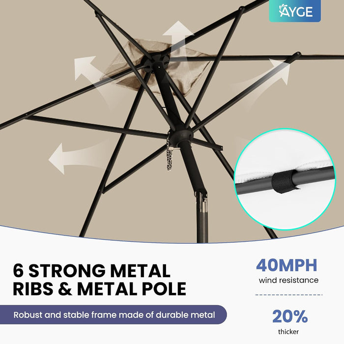 6.5 Rectangular Patio Umbrella Rectangle Outdoor Table Umbrella Beige