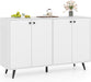 Sideboard Buffet Cabinet, 50’’ Accent Kitchen Storage Cabinet with 4-Door & 5-Position Adjustable Shelves, Modern White Sideboard with 5 Support Legs, Buffet Table for Coffee Bar, Living Room