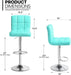 Adjustable Bar Stools Set of 2 PU Leather Swivel Counter Height Modern Square Island Barstool with Back for Kitchen Counter Chairs, Cyan