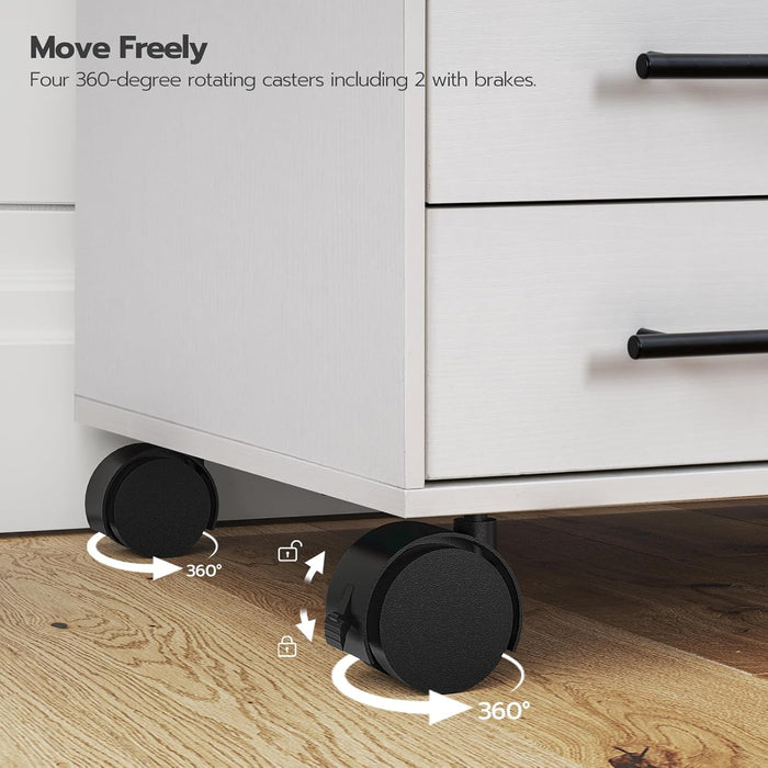 7-Drawer Chest, File Cabinet, Wooden File Cabinet, Office Cabinet with Drawers, Storage Cabinet, for Home Office, Study, Easy Assembly, White WT07WJ01