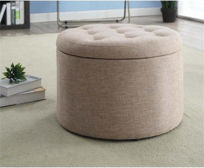 Designs4Comfort round Shoe Ottoman, Tan Fabric