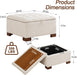 30" Fabric Square Storage Ottoman with Wooden Tray, Modern Tufted Button Footstool Coffee Table, Upholstered Large Ottoman for Living Room, Bedroom, Beige