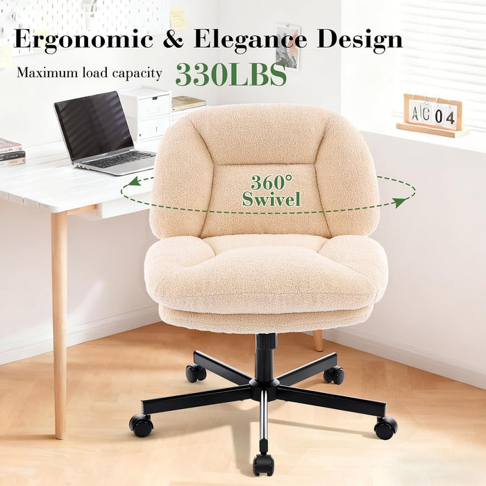 Criss Cross Chair, Cross Legged Office Chair with Wheels, Beige
