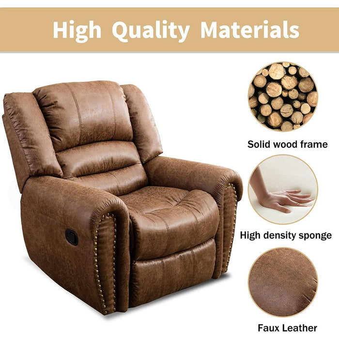 Classic Recliner Chair with Leather Arms