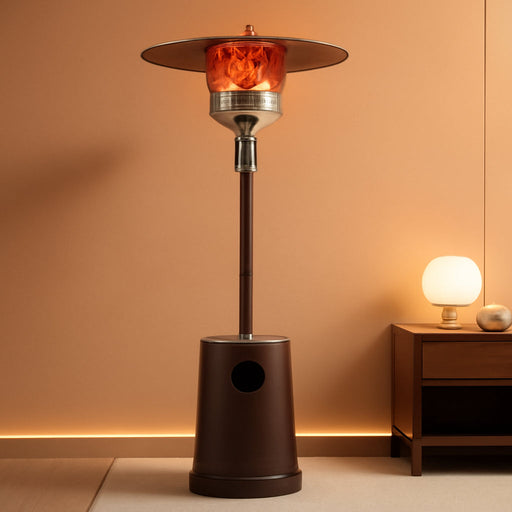 50,000 BTU Patio Heater with Sand Box, Table Design, Double-Layer Stainless Steel Burner, Wheels, Triple Protection System, Outdoor Heater for Home and Residential, Pinecone