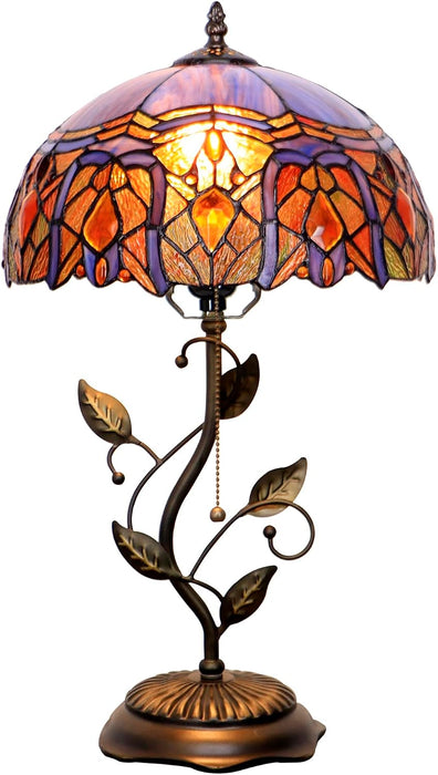 Tiffany Style Purple Jewelry Baroque Stained Glass Table Lamp 19 Inch