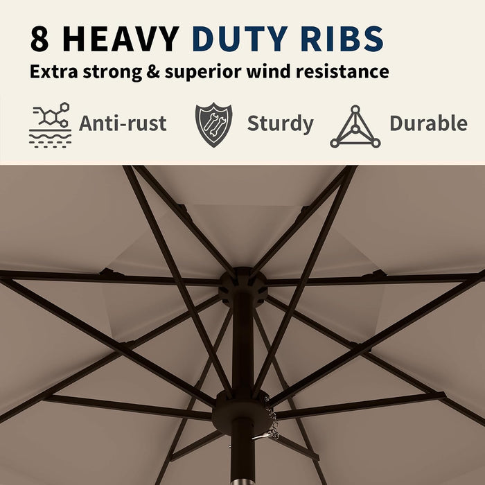 9FT 3 Tiers Patio Umbrella with Auto Tilt and Crank, Outdoor Table Market Umbrella with 8 Sturdy Ribs for Garden, Lawn, Deck, Backyard and Pool