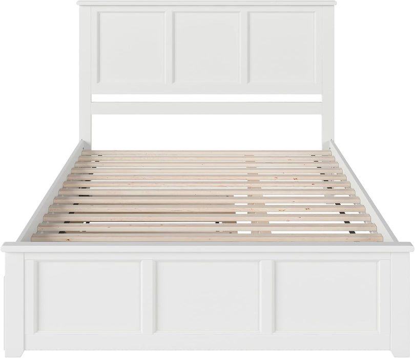 , Madison Queen Platform Bed with Matching Footboard & Twin XL Trundle, White