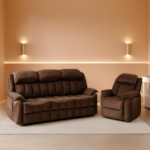 Manual Reclining Sofa Set, Classic Recliner Sofa with Overstuffed Arms and Backrest, Include 1 Recliner Chair and 1 3-Seat Reclining Sofa (Recliner+Sofa)