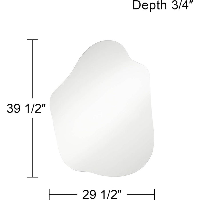 Modern Abstract Silver Frameless Wall Mirror for Bedroom, Living Room, Home, Office, or Entryway - 29 1/2 Wide