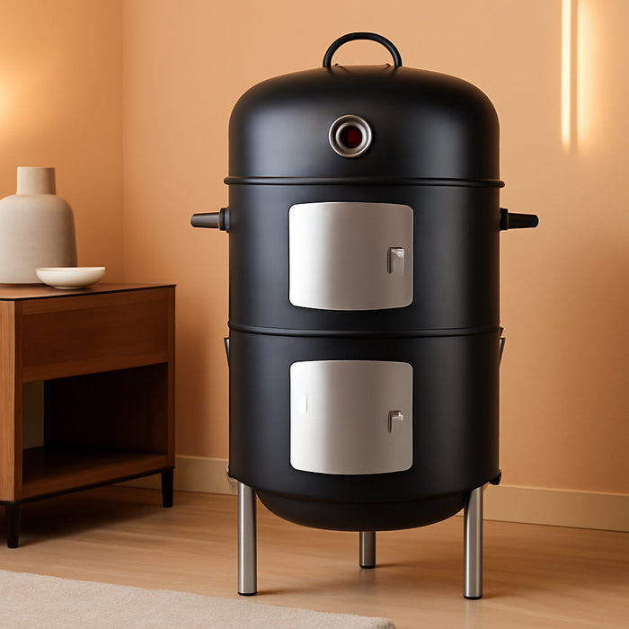Charcoal Smoker BBQ Grill: Premium Vertical Meat Smokers with Smoke Tube - Barbecue Charcoal Grill Combo for Outdoor Cooking Patio Backyard Grilling Tailgating