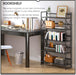 Extra Wide 5 Tiers No Assembly Book Shelves, 51.2" H Folding Bookshelf Bookcase Open Industrial Foldable Shelves for Bedroom, Living Room, Home Office - All Black