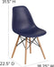 Elon Series Navy Plastic Chair with Wooden Legs for Versatile Kitchen, Dining Room, Living Room, Library or Desk Use