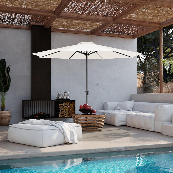 11' Patio Umbrellas Outdoor Table Market Umbrella W/Crank, 8 Sturdy Ribs, UV Protection Windproof for Garden, Deck, Backyard, Pool(Cream White)
