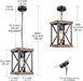 Farmhouse Pendant Light, Adjustable Metal and Wood Chandelier Light Fixture, Rustic Pendant Lighting for Kitchen Island, Bedroom, Dining Room and Entryway (Brown)