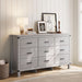 Dresser for Bedroom with 9 Drawers, 59” Wide Chest with Deep Drawer, Modern Farmhouse Dresser TV Stand with Metal Handles, Wood Storage Cabinet for Closet, Living Room, Hallway, Wash Grey
