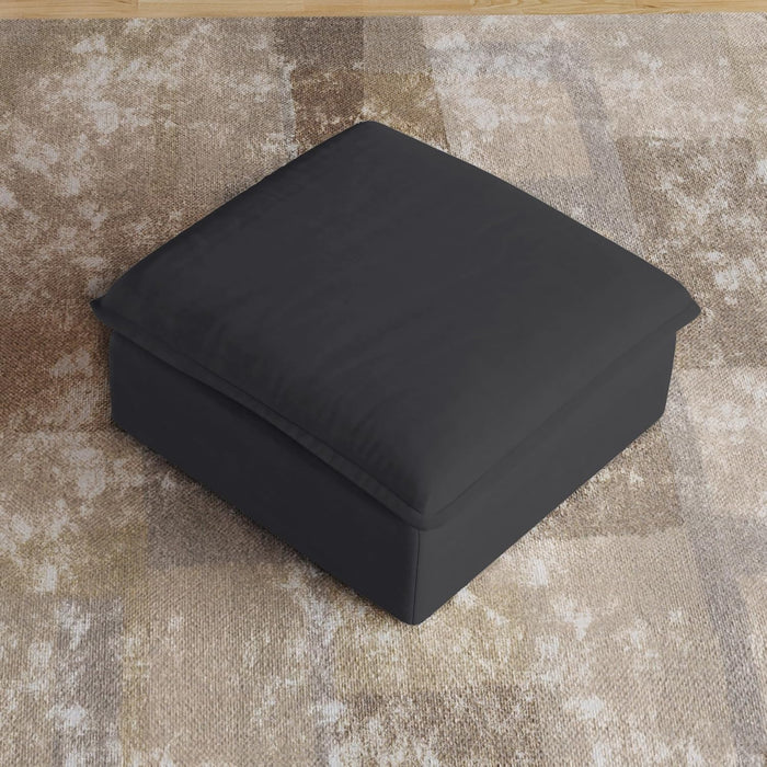 Ottoman Module for Living Room, Storage Ottoman, Cushion Covers Removable, Minimalist Comfy Breathable Footstool Paired with Sofa Couch for Living Room Apartment, Black