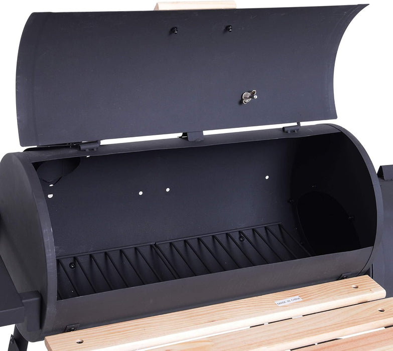 48" Steel Portable Charcoal Grill with Offset Smoker,Stainless Steel Barbecue Grill with Wheels for Patio BBQ Cooking, Camping