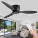 Ceiling Fans No Light with Remote Control Flush Mount 42 Inch Black Low Profile Ceiling Fan without Lights for Bedroom Kitchen Living Room Outdoor Indoor 6 Speed Reversible DC Motor FCC