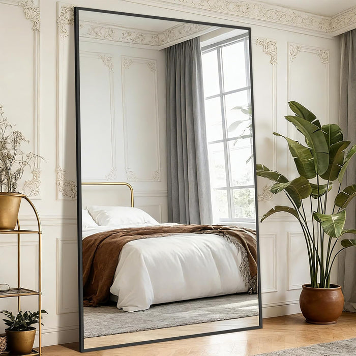 82"X44" Black Full Length Mirror, Large Floor Mirror with Stand