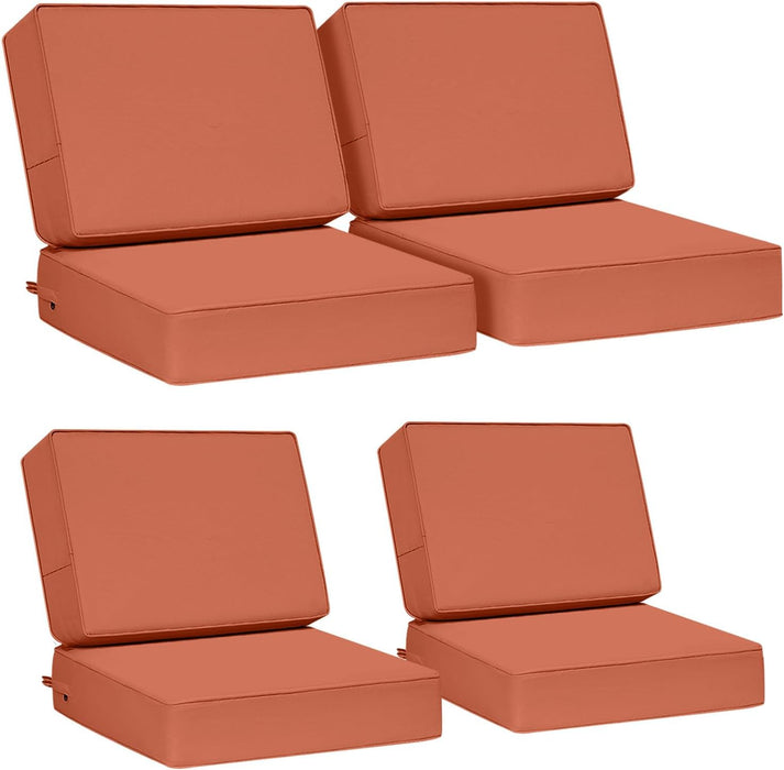 Outdoor Deep Seat Cushions, Foam Pillow, Waterproof, Fade-Resistant Patio Furniture Replacement Cushions, 24" X 24" X 5", Set of 4, Rust