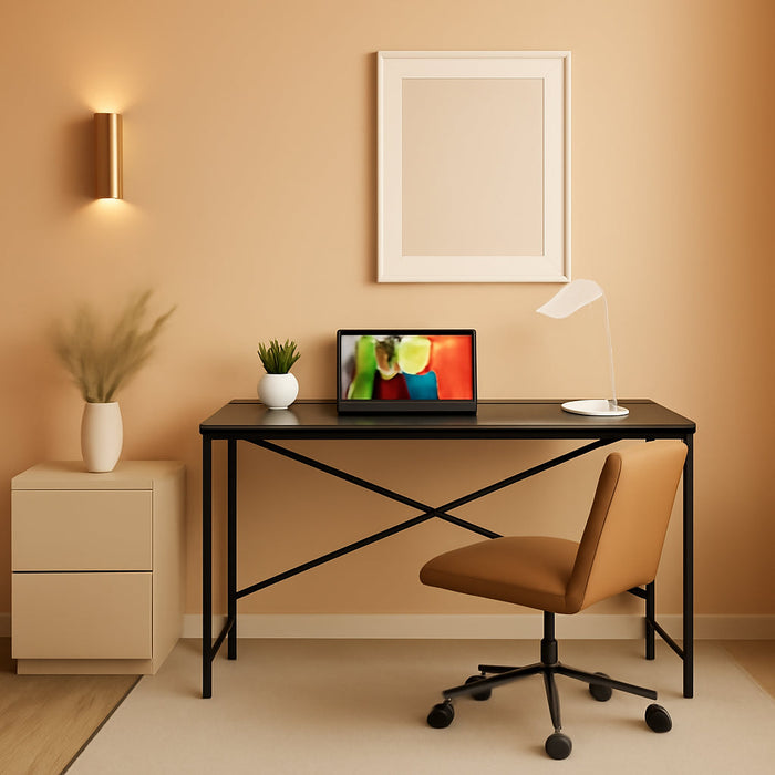 Folding Desk No Assembly Required, 39.4 Inch Writing Computer Desk Space Saving Foldable Table Simple Home Office Desk,Brown