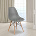 Elon Series Moss Gray Plastic Chair with Wooden Legs for Versatile Kitchen, Dining Room, Living Room, Library or Desk Use