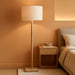 Floor Lamp with Natural Rubberwood Base and White Linen Lampshade – 3-Way Adjustable Brightness, Lamp for Bedroom, Living Room, and House Décor, 58.5” X 16”