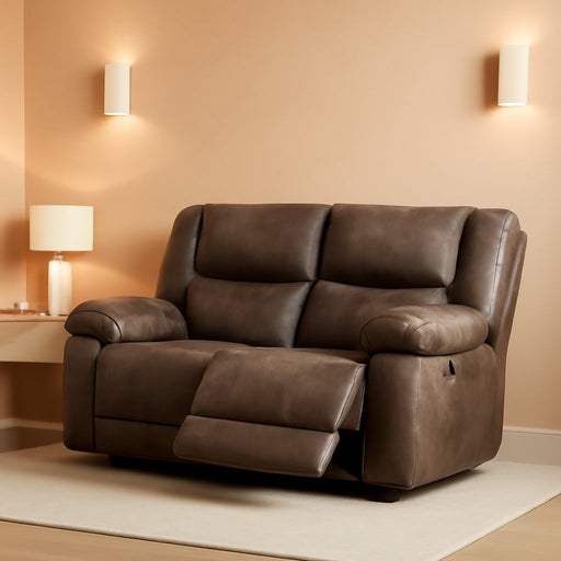 Gray Leather Reclining Loveseat with USB Charging