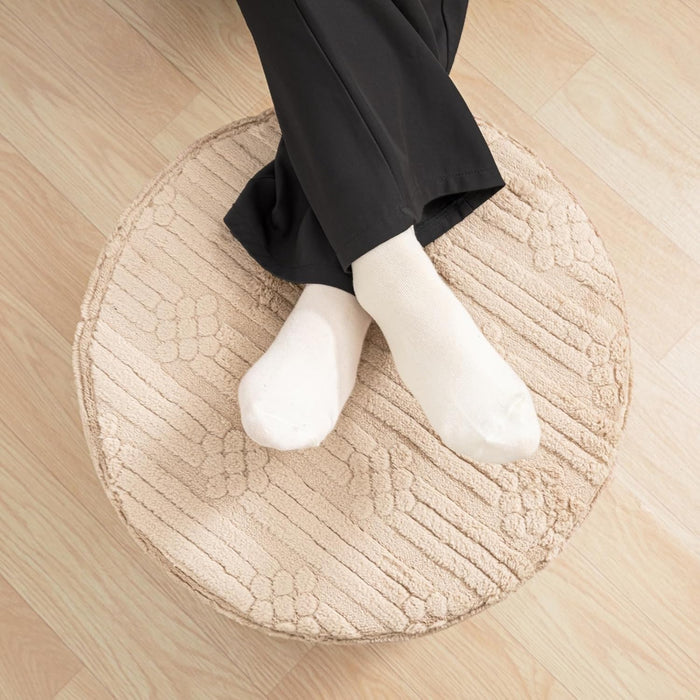 Pouf Ottoman Foot Rest – Plush round All-In-One Foam Stool for Cozy Lounging, Floor Pouf & Chic Decor (Light Coffee)