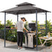 8'X 5' Grill Gazebo Shelter, Double Tier Outdoor BBQ Gazebo Canopy with LED Light(Gray)