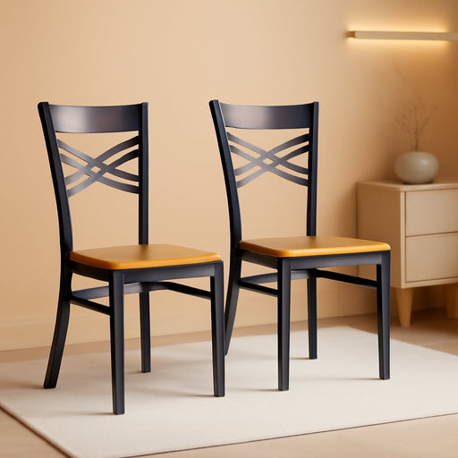 2 Pk. HERCULES Series Clear Coated ''X'' Back Metal Restaurant Chair - Natural Wood Seat