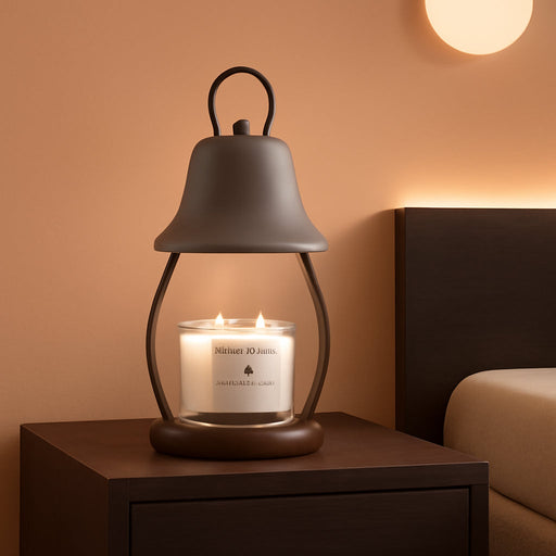 Candle Warmer Lamp with Timer & Dimmer - Electric Candle Light Warmer for Jar Candles, Adjustable Brightness, 2 Replacement Bulbs Included (Black)