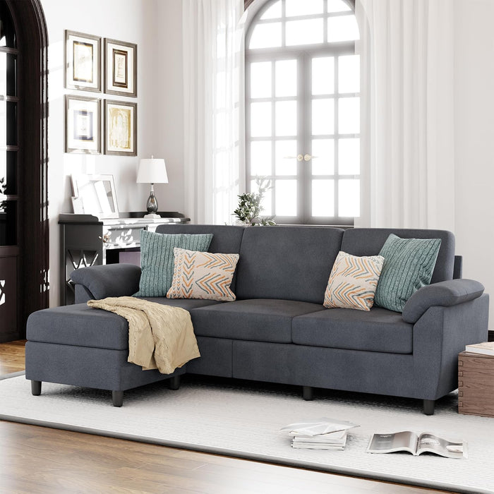 Modern Gray Linen Sectional Sofa for Living Room