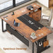71" Executive Desk with Rolling File Cabinet, Large Office Desk with Drawers, L Shaped Computer Desk with Power Outlets, CPU Stand, Pegboard and Storage Shelves, Rustic Brown