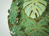 Monstera Lamp, Drum Lampshape, Tropical Chandelier Lighting for a Dining Room, Green Ceiling Light Fixture.