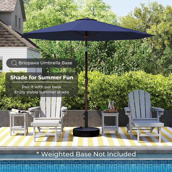 9Ft-Patio-Umbrella W/Push Button Tilt & Crank | Navy Blue | Outdoor Table Umbrellas W/ 8 Fiberglass Ribs | Large Market Umbrella Heavy Duty for Garden Deck Backyard Pool