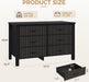 47" Wide Fluted 6 Drawer Dresser for Bedroom, Black