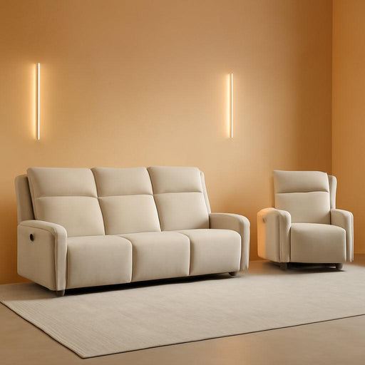 Manual Recliner Sofa Furniture Set for Living Room, Included Chenille Nursing Chairs Swivel Glider Recliners, Wall-Hugger 3 Seat Reclining Loveseat, 3-Seater Reclining Sofa Couch, Beige, 1+3