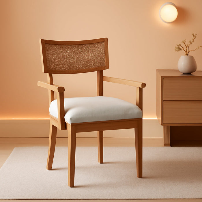 Two Wood Coastal Arm Kitchen Table Chairs, Arm Dining Side Chairs, Office Table Chairs, Kitchen Table Seats, Brown