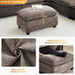 35‘’ Modern Chenille Cloud Sofa Ottoman,Rectangle Ottoman for Modular Sectional Sofa, Brown