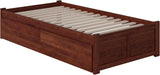 Concord Twin XL Size Platform Bed with Footboard & Storage Drawers in Walnut